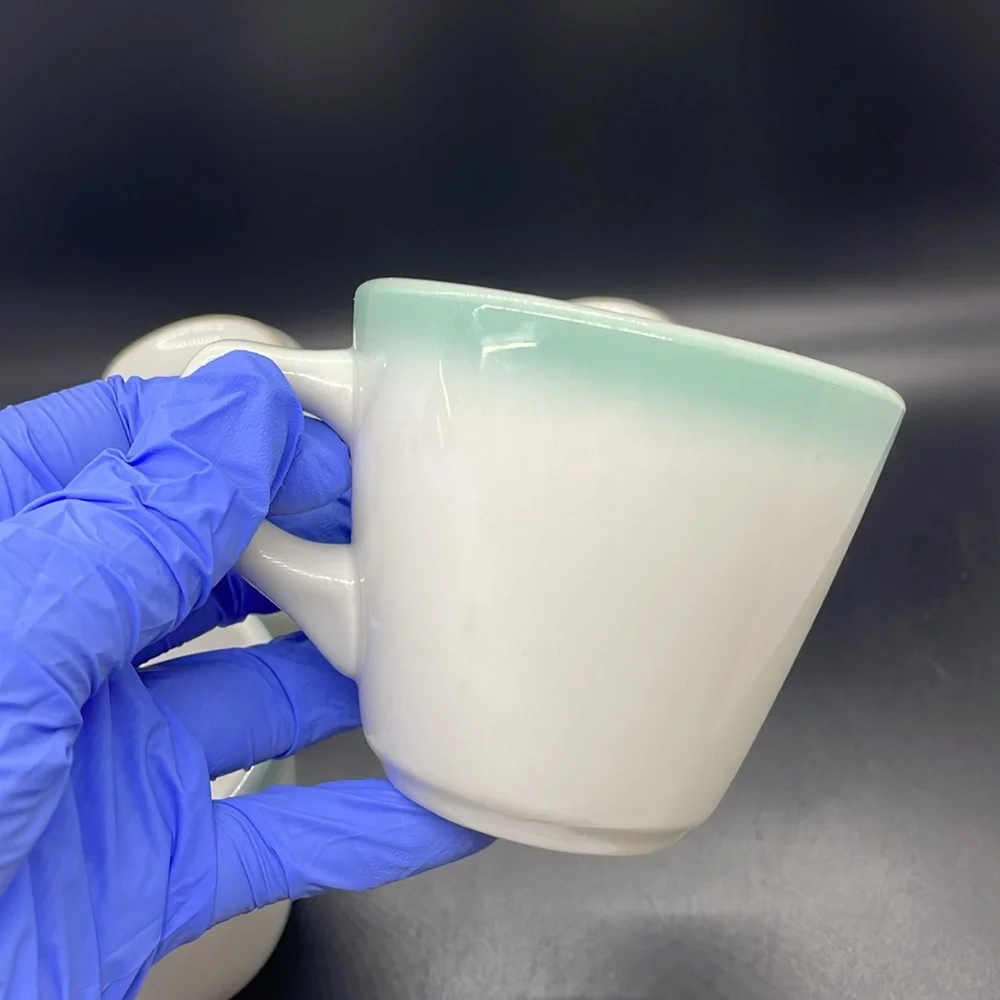 Vintage 40’s 50’s Shenango China seafoam teal diner mugs Set of 4